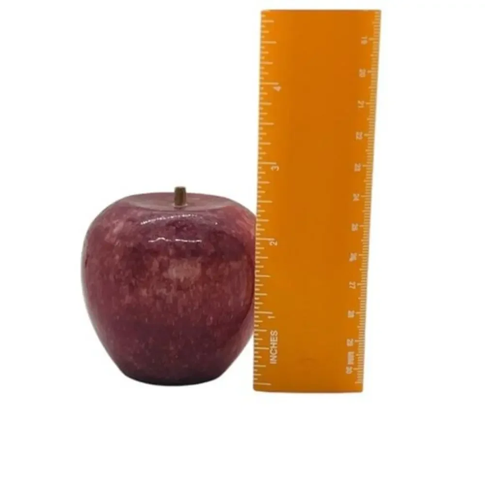 VTG Marble Alabaster Red Apple Paperweight Desk Decor Collectible Gift Retro MCM